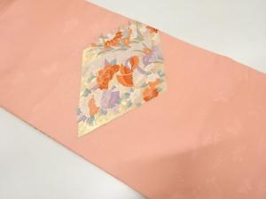 鴛鴦に桟橋・草花模様織り出し　名古屋帯